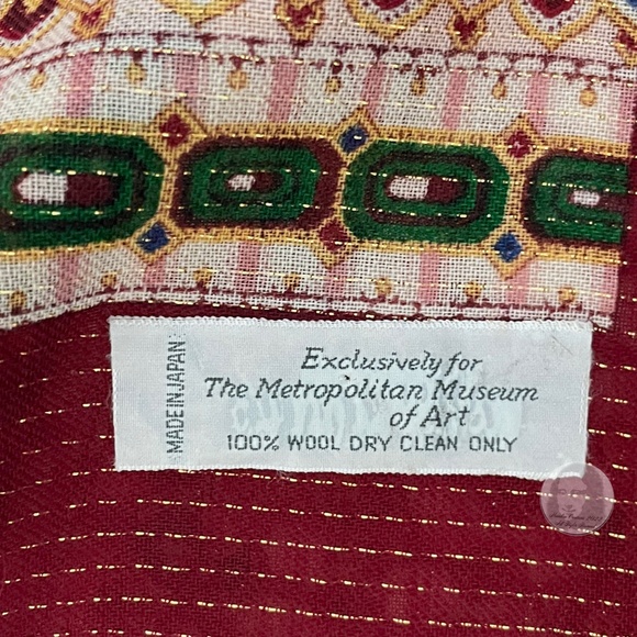 Large Scarf or Shawl Wool Metallic Fringe India Motif Metropolitan Museum of Art - Picture 10 of 10
